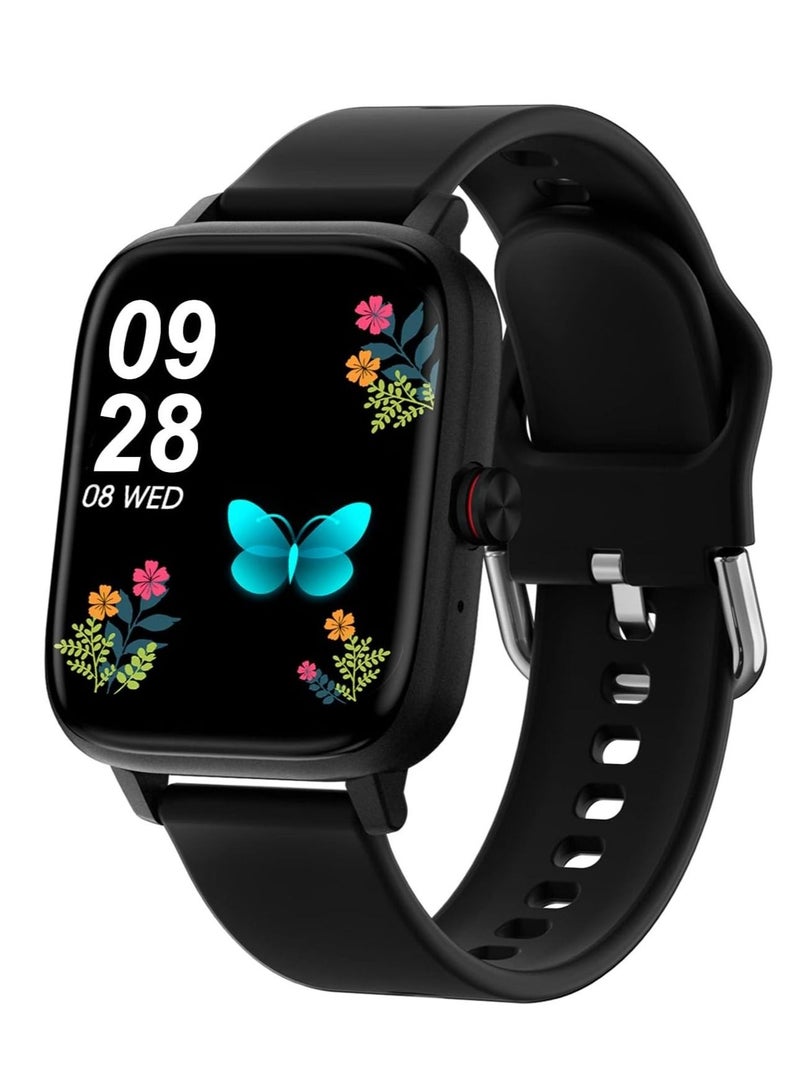 ساعة ذكية تعمل باللمس مقاس 1.69 بوصة للرد/إجراء المكالمات، متتبع اللياقة البدنية مع معدل ضربات القلب/مراقب النوم/السعرات الحرارية/عداد الخطوات/ساعة اللياقة البدنية، متوافقة مع Android/iOS (أسود) - Image 1