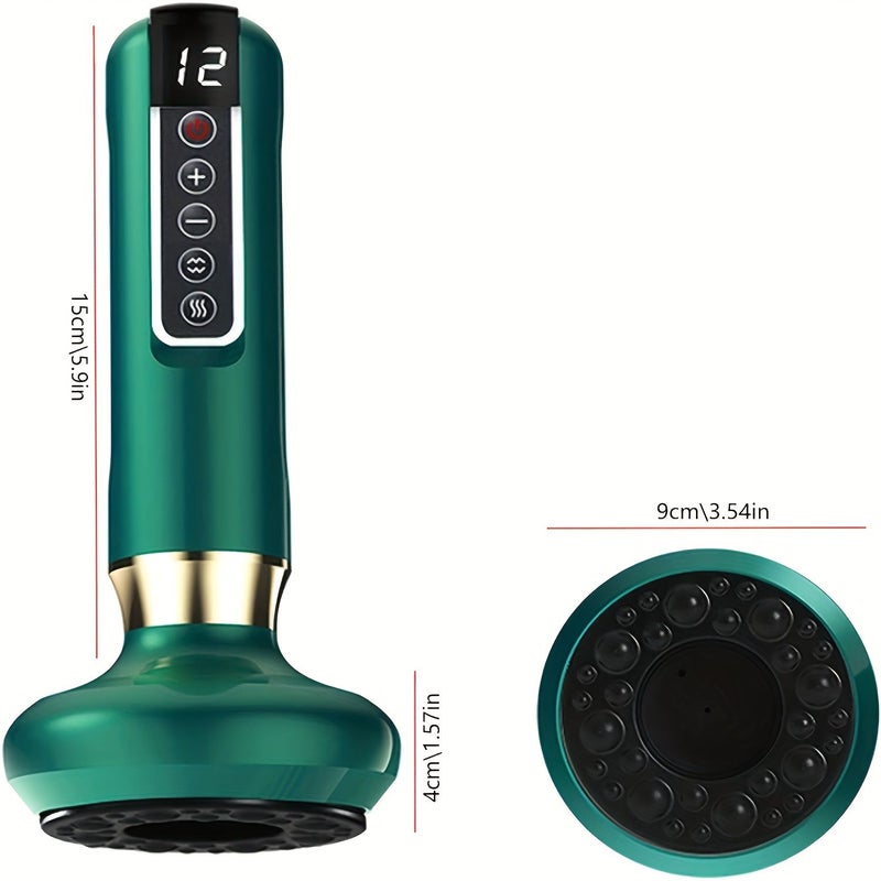 Electric Cupping Therapy Scraping Massage Instrument 3 In 1 Adjustable 12 Levels Black - Image 2