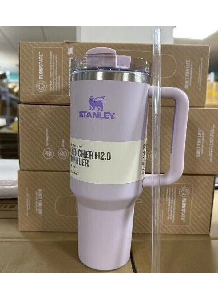 ستانلي كوب Stanley Quencher H2.0 FlowState المصنوع من الفولاذ المقاوم للصدأ والمُعزل بالفراغ مع غطاء وقشة للمياه والشاي المثلج أو القهوة والعصائر والمزيد، سعة 40 أونصة  - Image 1