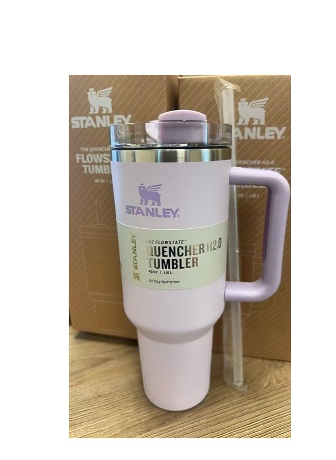 ستانلي كوب Stanley Quencher H2.0 FlowState المصنوع من الفولاذ المقاوم للصدأ والمُعزل بالفراغ مع غطاء وقشة للمياه والشاي المثلج أو القهوة والعصائر والمزيد، سعة 40 أونصة  - Image 2