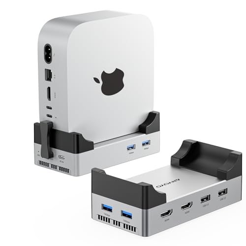ANYOYO Mac mini M4 Dock, 40Gbps Docking Station Stand with 8TB M.2 NVMe SSD Enclosure, Dual HDMI 4K@60Hz, 4×USB-A (10Gbps), 2×USB-A 2.0, PD30W, Wi-Fi Friendly Design, USB Hub for Mac mini M4&M4 Pro - Image 1