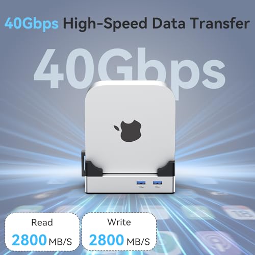 ANYOYO Mac mini M4 Dock, 40Gbps Docking Station Stand with 8TB M.2 NVMe SSD Enclosure, Dual HDMI 4K@60Hz, 4×USB-A (10Gbps), 2×USB-A 2.0, PD30W, Wi-Fi Friendly Design, USB Hub for Mac mini M4&M4 Pro - Image 2