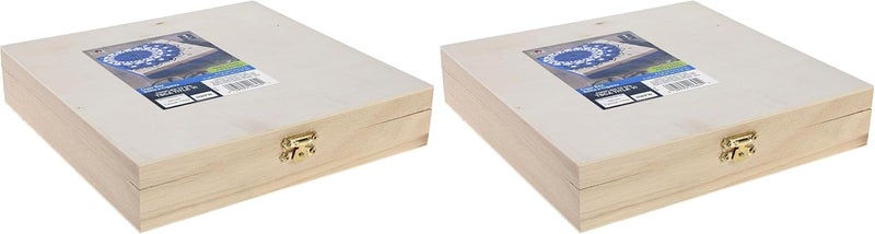 40645e Natural Wood Cigar Box, Beige, 1.7" H X 8.3" L X 8.1" W (Pack of 2)