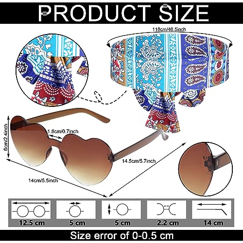 Tisancy 3 Pcs 60s 70s Outfit for Women Hippie Costume Set Disco Flared Pants Groovy Outfit Party Accessories(M Size, Artistic) - Image 2
