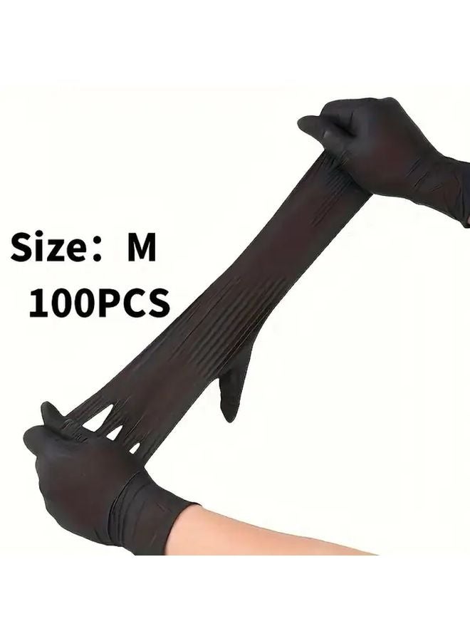 Black Nitrile Gloves Size M Disposable Durable Elastic Waterproof for Home Salon Pet Car Wash - Image 1