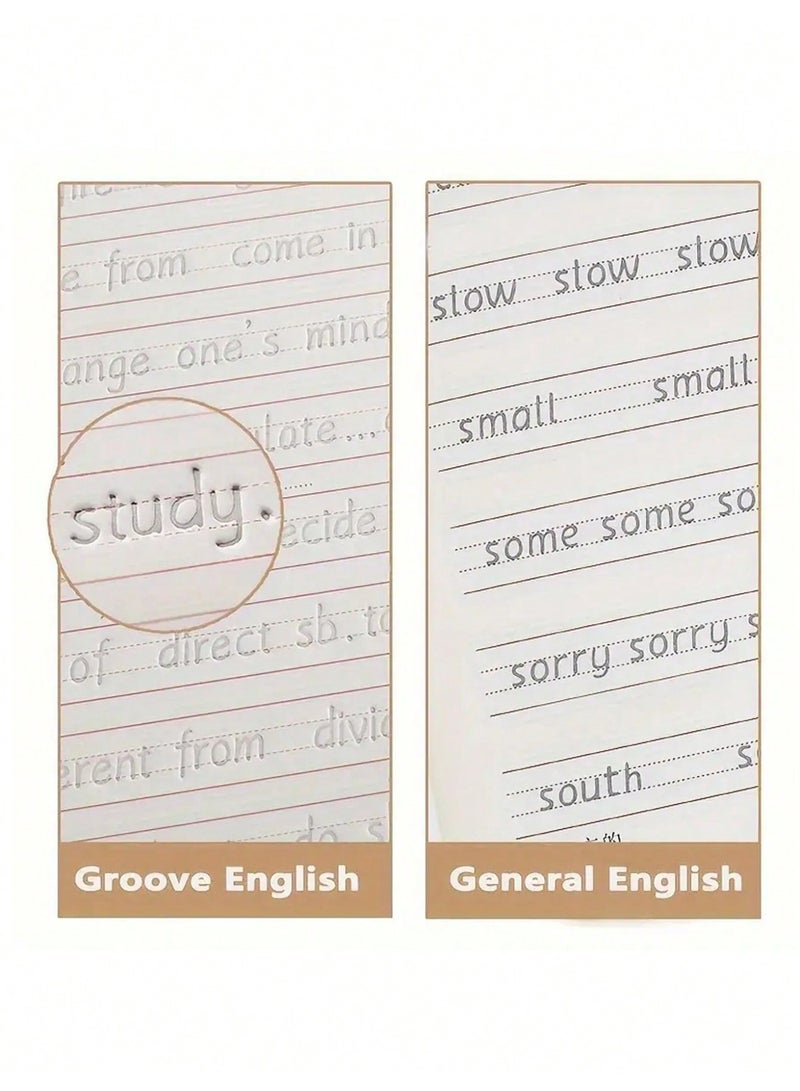Miamia 2pc 3D Groove Handwriting Practice Book - English Alphabet And Words - Reusable - Perfect Writing Score School, Student, Stationery, School Supplies, Book, Toys, Books  - Image 3