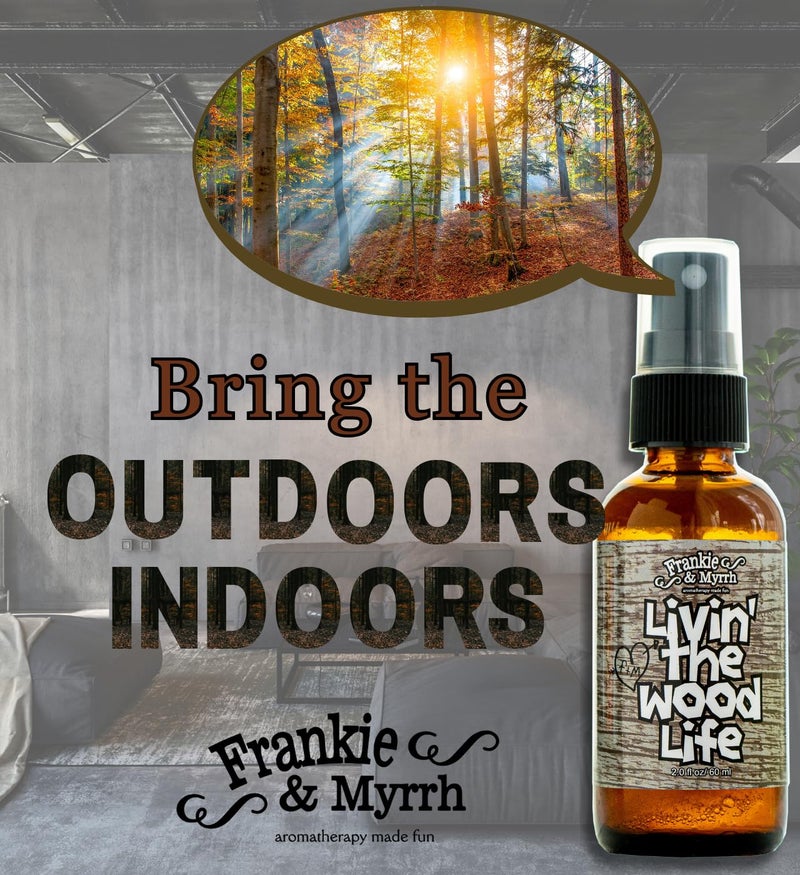 Frankie & Myrrh Livin' The Wood Life Aromatherapy Spray - Patchouli, Vanilla, Sandalwood, Cedar. Relaxation and Meditation Essential Oil Freshwater Mist. 100% Pure Oils. - Image 2