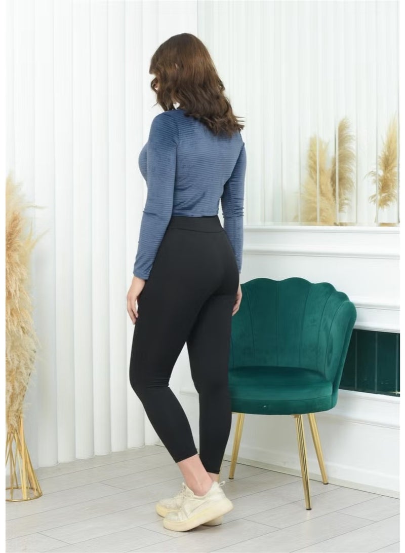 Nuseel Wide Collar Corduroy Crop Navy Blue Color - Image 4