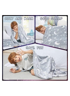 FASHION HOME Kids Glow in The Dark Blanket Soft Throw All Seasons for Couch Sofa Bed 150 x 120cm  - Image 3