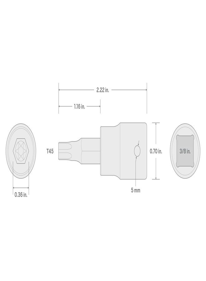 TEKTON 3/8 Inch Drive x T45 Torx Impact Bit Socket | SIB14245 - Image 4
