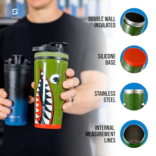 Ice Shaker Insulated Stainless Steel Shaker Bottle | 26oz, Bomber | Cold for 30+ Hours | Insulated Cup with Twist-on Agitator | Odor-Free Bottle for Protein Shakes, Water, Smoothies, Cocktails - Image 2