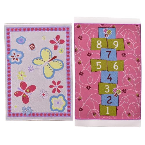 iLAND Miniature Dollhouse Accessories of Carpet for Dollhouse Furniture on 112 Scale and 3 12 Dolls Woven Dollhouse Rugs 6 x 38 2pcs Princess - Image 1