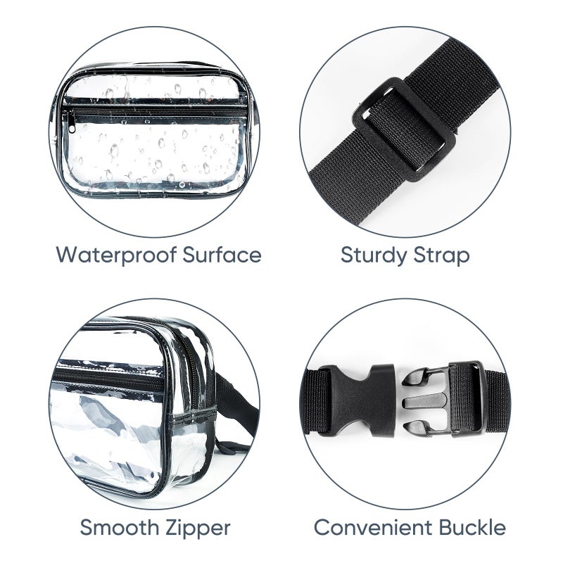 JOWURY Clear Fanny Pack for Stadium Events - Clear Bag for Women Men Lightweight Waist Pack for Concerts, Sports Games Day & Travel Stadium Approved Transparent Bag - Image 3