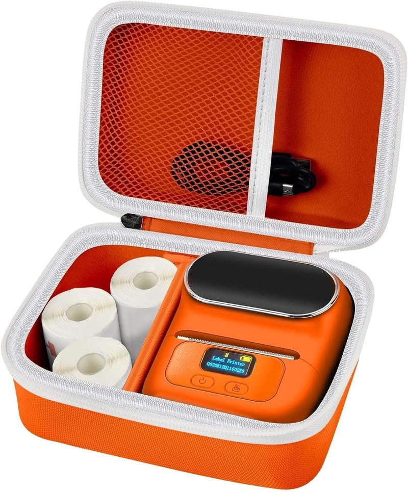 بوبول OK-976 - حقيبة لـ Phomemo M110 - حقيبة تخزين محمولة صغيرة للملصقات، كابل USB والإكسسوارات - برتقالي - Image 1