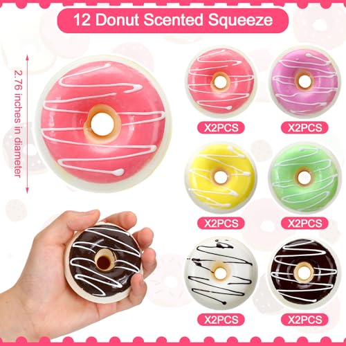 Shappy 12 Sets Valentine Donut Squeeze Toys Include Scented Fake Donut Stress Relief Ball Valentines Day Cards Colorful Bags for Party Favors Shop Decoration Shooting Props Prize Exchange Gifts - Image 5
