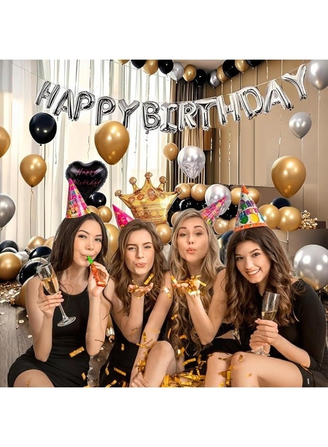 SenRan Black and gold birthday party decoration balloon arch wreath set, including happy birthday banner - Image 5