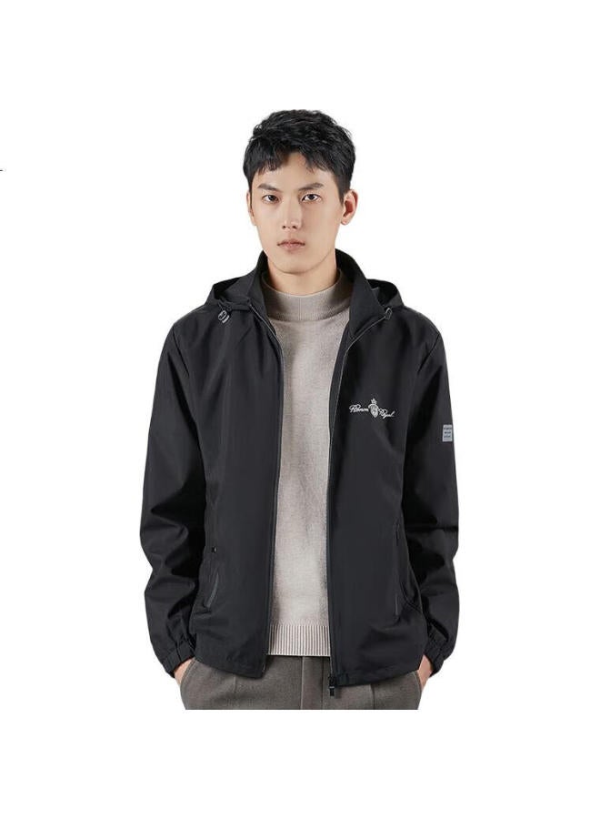 ROMON Jacket, Men'S Coat, Spring And Autumn, Trendy, Youth, Business Casual, Hooded Outerwear, Men'S Clothing, 2188 Black, Xl - Image 3