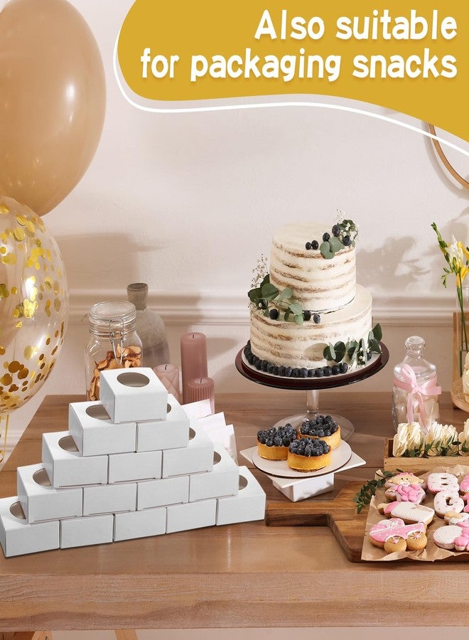 تاوباري علب صابون تاو باري 100 قطعة، علب هدايا صغيرة، علب حلوى وبسكويت صغيرة بنافذة، 3×3×1، أغلفة هدايا لصنع الهدايا المنزلية وتغليف هدايا الحفلات (دائرية، بيضاء) - Image 4