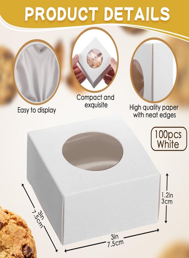 تاوباري علب صابون تاو باري 100 قطعة، علب هدايا صغيرة، علب حلوى وبسكويت صغيرة بنافذة، 3×3×1، أغلفة هدايا لصنع الهدايا المنزلية وتغليف هدايا الحفلات (دائرية، بيضاء) - Image 2