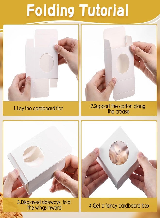 تاوباري علب صابون تاو باري 100 قطعة، علب هدايا صغيرة، علب حلوى وبسكويت صغيرة بنافذة، 3×3×1، أغلفة هدايا لصنع الهدايا المنزلية وتغليف هدايا الحفلات (دائرية، بيضاء) - Image 3