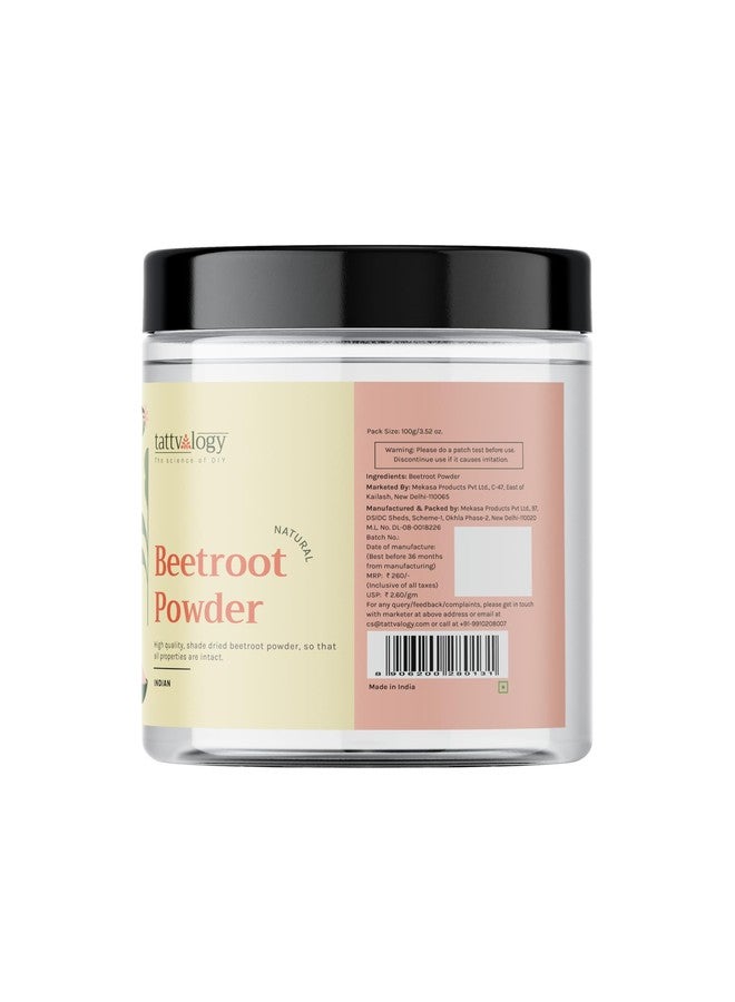 Tattvalogy Shade-Dried Beetroot Powder - 100% Natural, Nutrient-Rich, Versatile Skincare & Hair Care Essential, Rich in Antioxidants for Enhanced Radiance | 100g - Image 3