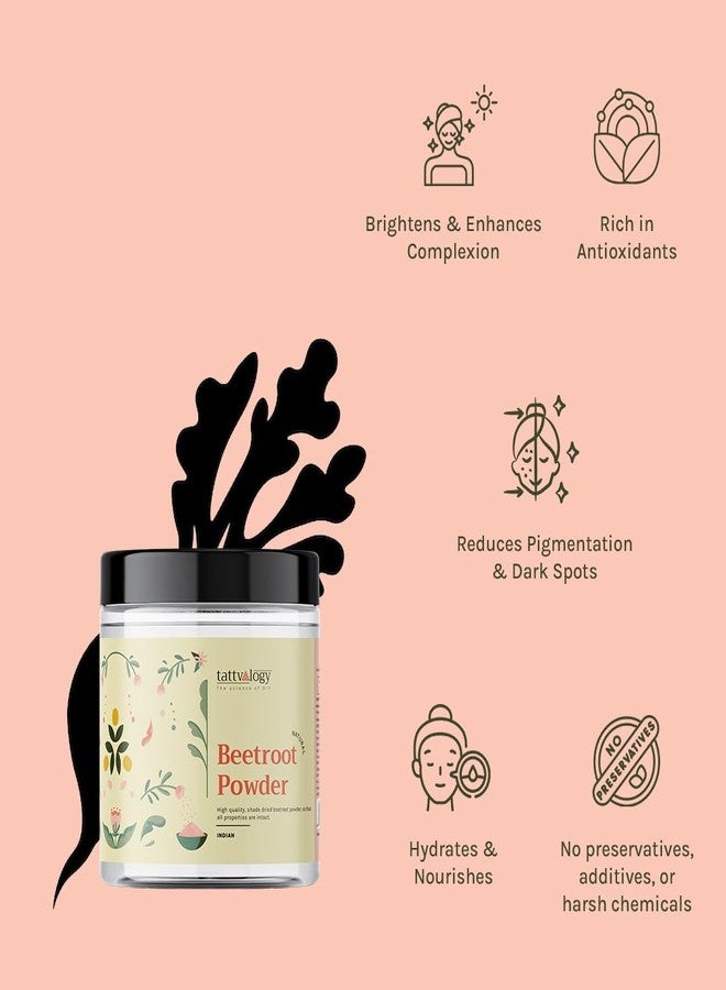 Tattvalogy Shade-Dried Beetroot Powder - 100% Natural, Nutrient-Rich, Versatile Skincare & Hair Care Essential, Rich in Antioxidants for Enhanced Radiance | 100g - Image 4
