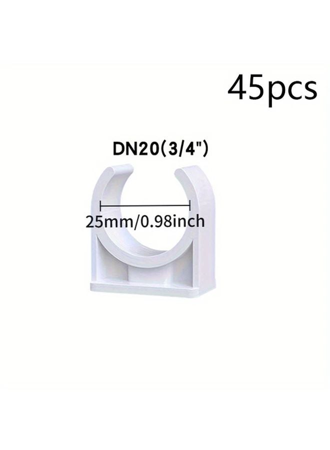 45 Pcs 25mm White PVC U Shaped Pipe Clamp Holders for Water Hoses - Image 1