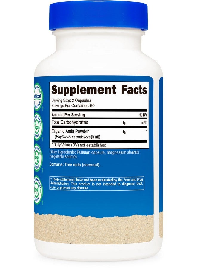 Nutricost Amla 1000mg, 120 Vegetarian Capsules - CCOF Certified Made with Organic, Non-GMO, Gluten Free, 60 Servings - Image 5