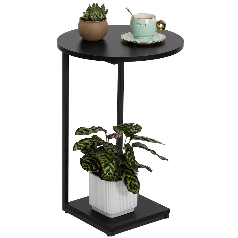 HDANI C End TableCouch Table That Slide UnderSmall Sofa Side Table in Living RoomBedroomBlack