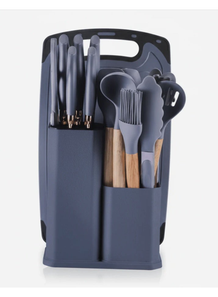 AKDC 19-Piece Silicone Kitchen Utensil Set with Knife Block & Cutting Board - Image 3