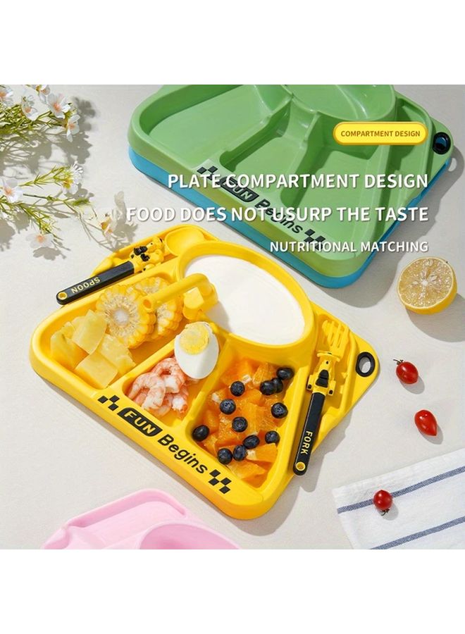 Yellow Cartoon Motorcycle Dinnerware Set Fork Spoon Plate Heat Resistant - Image 2