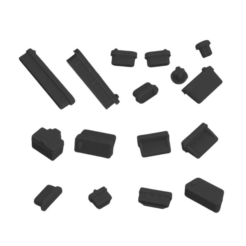 Stoyobe ® Universal Silicone Anti-Dust Plugs for Lenovo/HP/Dell/Acer/Asus Laptop, 16 Anti-dust Plugs in One Packing, Price is for 16 Anti-dust Plugs (Black) - Image 1