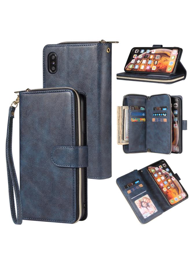 erorex Case For iPhone XR Zipper Wallet Bag Horizontal Flip PU Leather Case with Holder & 9 Card Slots & Wallet & Lanyard & Photo Frame  - Image 1