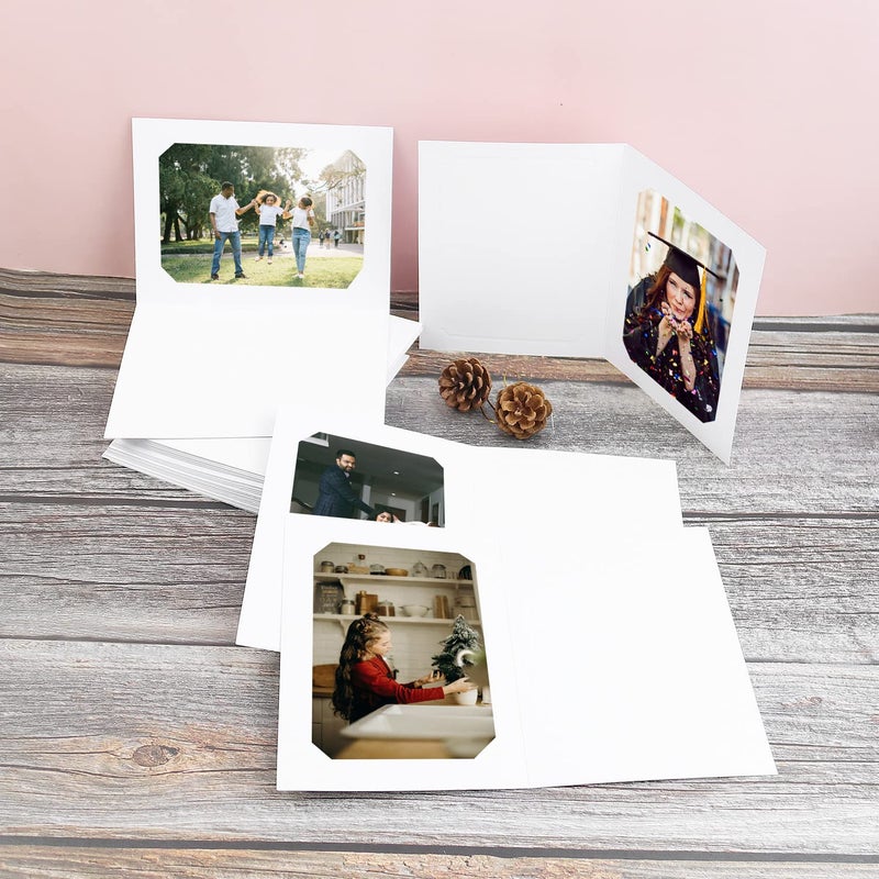 Golden State Art Golden State Art  Pack of 10  4x6 or 5x7 Photo Folders  Cardboard Picture Frame  Paper Photo Frame Cards  Greetings/Invitation Cards  Special Events: Graduation  Christmas  Wedding(White) - Image 3