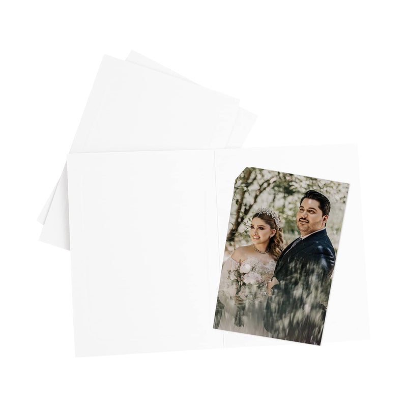 Golden State Art Golden State Art  Pack of 10  4x6 or 5x7 Photo Folders  Cardboard Picture Frame  Paper Photo Frame Cards  Greetings/Invitation Cards  Special Events: Graduation  Christmas  Wedding(White) - Image 2