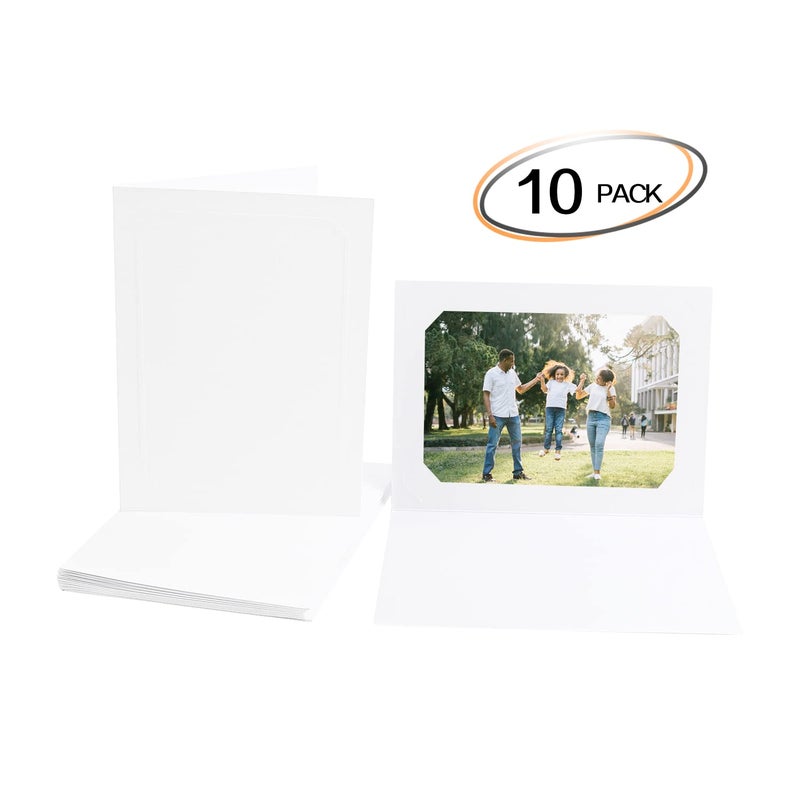 Golden State Art Golden State Art  Pack of 10  4x6 or 5x7 Photo Folders  Cardboard Picture Frame  Paper Photo Frame Cards  Greetings/Invitation Cards  Special Events: Graduation  Christmas  Wedding(White) - Image 1