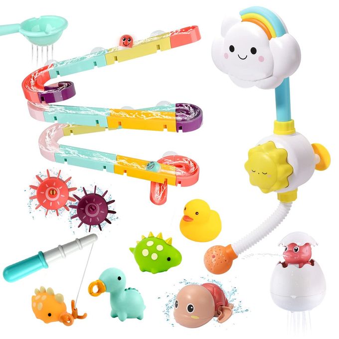 Cute Stone Bath Toy Bathtub Toy with Shower and Rubber Duck for Toddlers and Babies - Image 1