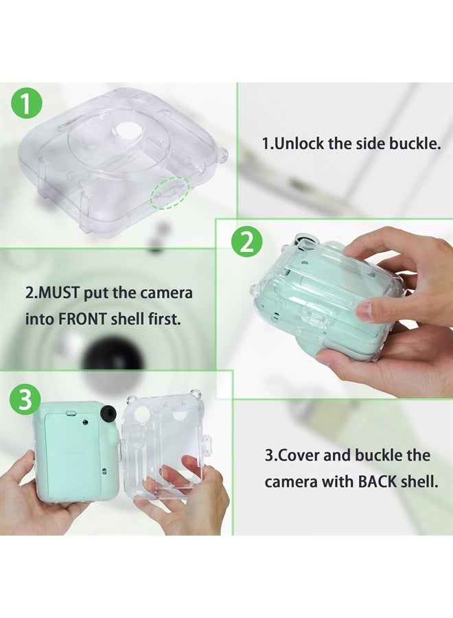 Aenllosi Clear Camera Case for Fujifilm Instax Mini 12 Instant Film Camera Protective Case with Films Pocket Pouch for Storing 10PCS Photos(Case Only) - Image 3
