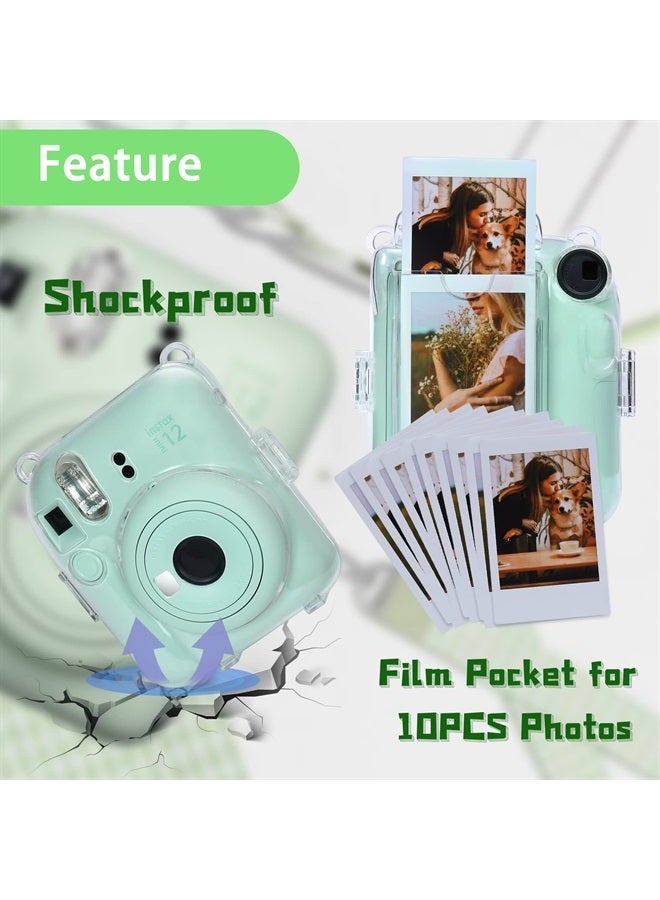 Aenllosi Clear Camera Case for Fujifilm Instax Mini 12 Instant Film Camera Protective Case with Films Pocket Pouch for Storing 10PCS Photos(Case Only) - Image 4
