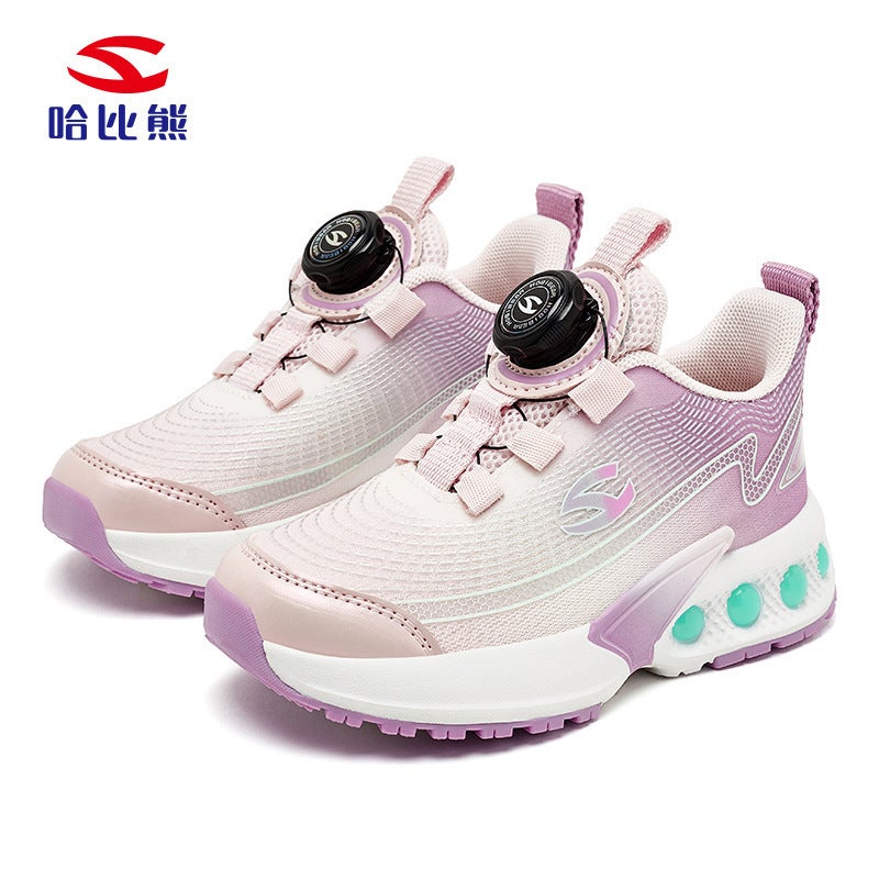 Boys Sneaker Habi Bear Double Net 24 Spring Breathable Tide Shoes Lightweight Button Shoes Shock-Cushioning Casual Shoes - Image 1
