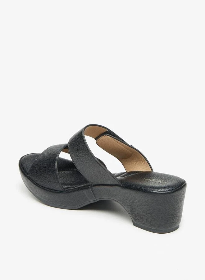 Flora Bella By Shoexpress Women's Textured Slip-On Sandals with Block Heels