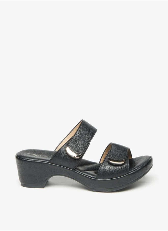 فلورا بيلا من شو إكسبرس Women's Textured Slip-On Sandals with Block Heels