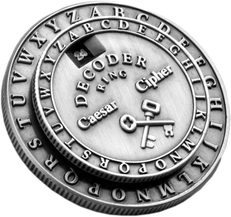 Retroworks Classic Caesar Cipher Decoder Ring Medallion in Silver Finish - Image 1