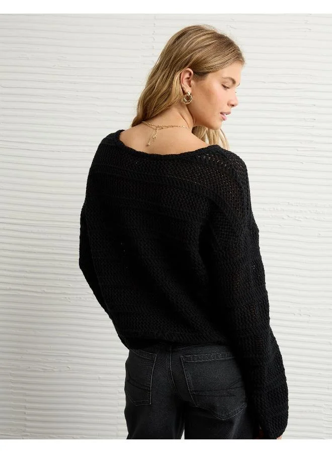 American Eagle AE Cropped Crochet Sweater