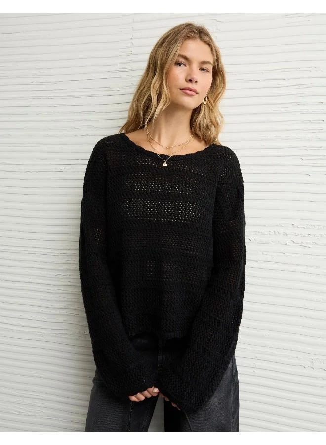 American Eagle AE Cropped Crochet Sweater