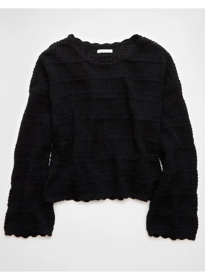 American Eagle AE Cropped Crochet Sweater