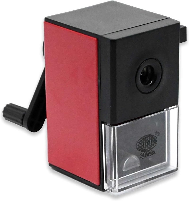 FIS FSSP30GA Table Metal Pencil Sharpener, Mini, Black/Red - Image 1