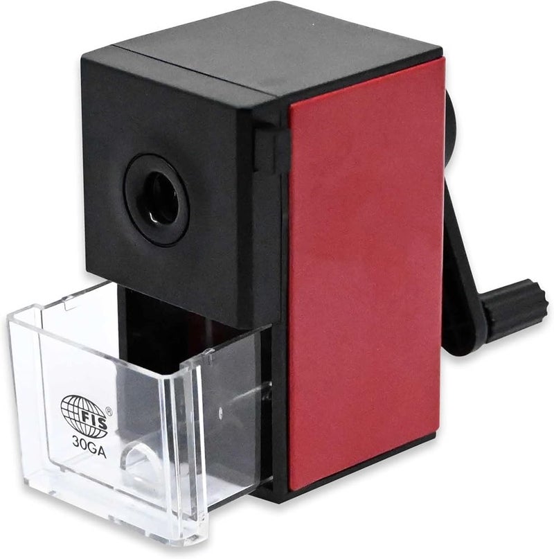 FIS FSSP30GA Table Metal Pencil Sharpener, Mini, Black/Red - Image 2