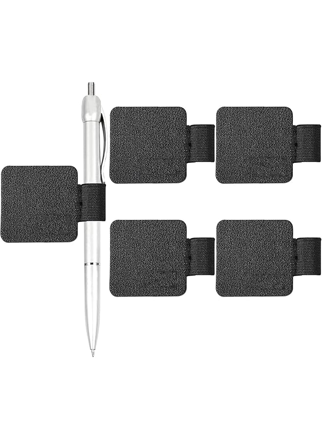 erorex Pen Loop Holder For Notebooks Journals Planners Tablet Case Self Adhesive Leather Pencil Holder With Elastic Loop For Pens For Pencil Stylus Pen Black 5 Pack - Image 1