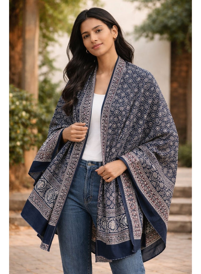 شال أجراك سندي أصيل – وشاح قطني مطبوع يدويًا - Image 4